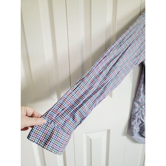 Ralph Lauren Men's XL Shirt Red Multi Color Plaid Stretch Cotton Snall Squares - Picture 5 of 7